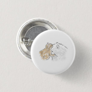 Hamster raakt grote witte berenvriend cadeau ronde button 3,2 cm