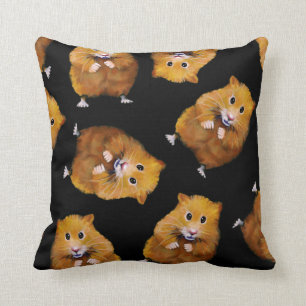 Hamster, Random Pattern op Black, Originele Kunst Kussen
