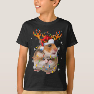 Hamster Reindeer Kerstlammeren Funny Hamster Xm T-shirt