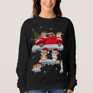 Hamster Rijden Kerstboom Rode Vrachtwagen Hamster Trui