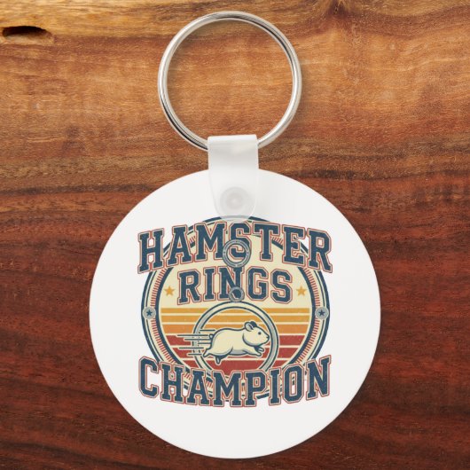 Hamster Rings Champion Retro Design Sleutelhanger (Achterkant)