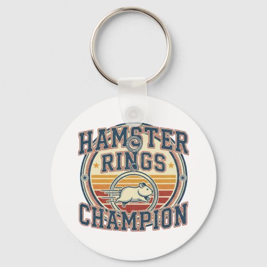 Hamster Rings Champion Retro Design Sleutelhanger (Achterkant)