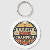 Hamster Rings Kampioen Retro Badge Sleutelhanger (Voorkant)