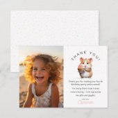 Hamster, Roze Cupcake Kinderverjaardag foto Bedankkaart (Voorkant / Achterkant)