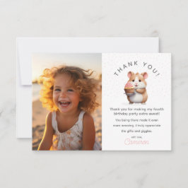 Hamster, Roze Cupcake Kinderverjaardag foto Bedankkaart