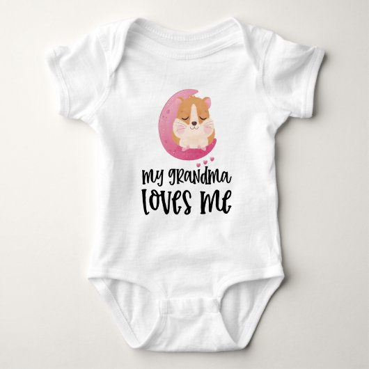 Hamster Roze Maan🐹 Mijn oma houdt van mij Romper (Voorkant)