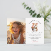 Hamster, Roze Taart Kinderverjaardag foto Bedankkaart (Staand voorkant)