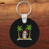 Hamster Santa Hat Palm Tree Beach Xmas Pajama Sleutelhanger (Voorkant)