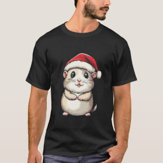 Hamster Santa Hat Pet Lover Boys Girls Kinder Chri T-shirt