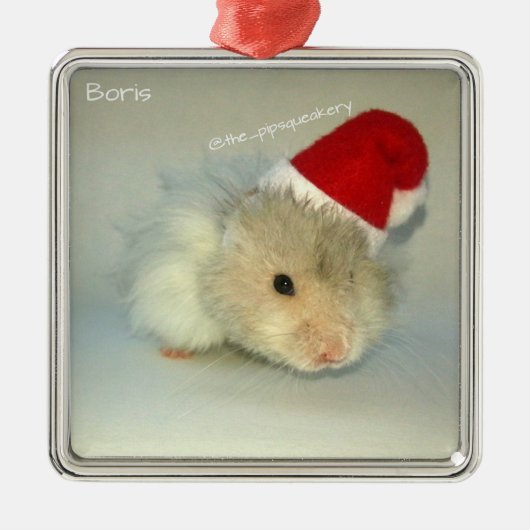 Hamster Santa. Metalen Ornament (Voorkant)