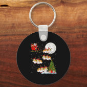 Hamster Santa Sleigh Flying Funny Magical Christma Sleutelhanger (Voorkant)