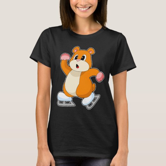 Hamster Schaatsen IJs schaatsen Wintersport T-shirt (Voorkant)