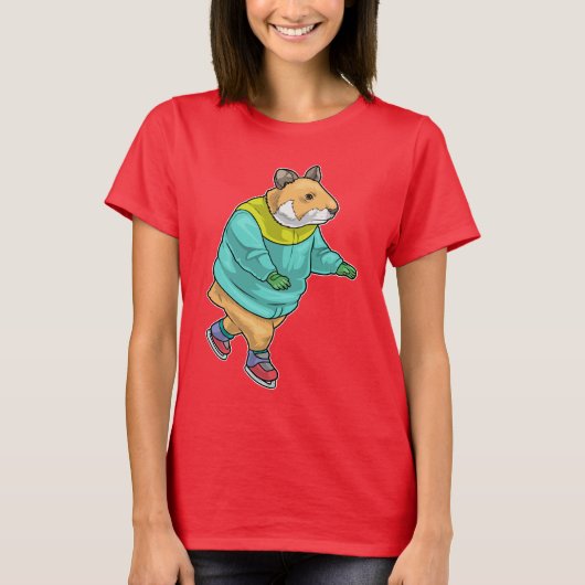 Hamster schaatsen Schaatsen T-shirt (Voorkant)