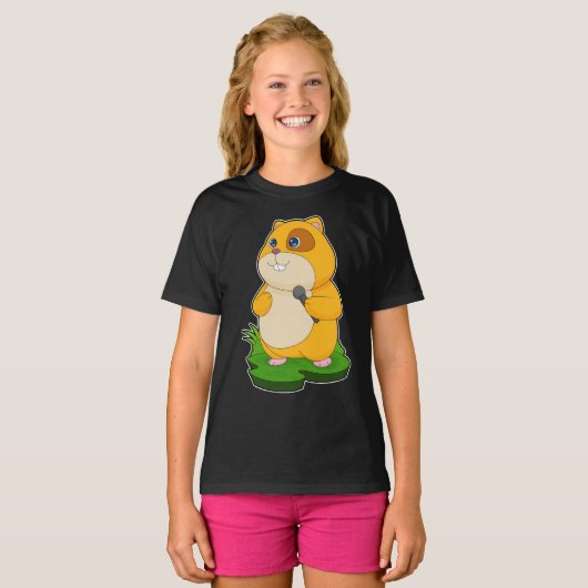 Hamster Singer Microfoon Muziek T-shirt (Voorkant volledig)