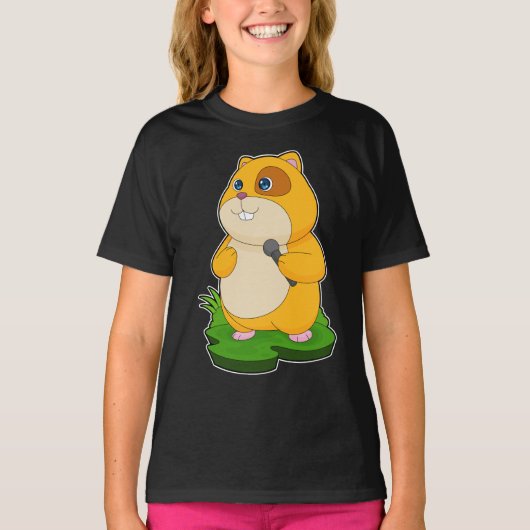 Hamster Singer Microfoon Muziek T-shirt (Voorkant)
