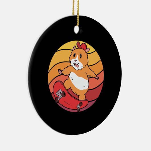 Hamster Skateboard Retro Keramisch Ornament (Rechts)