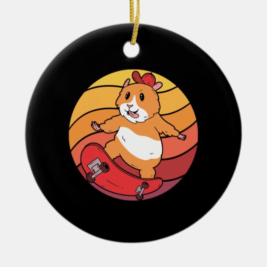 Hamster Skateboard Retro Keramisch Ornament (Voorkant)