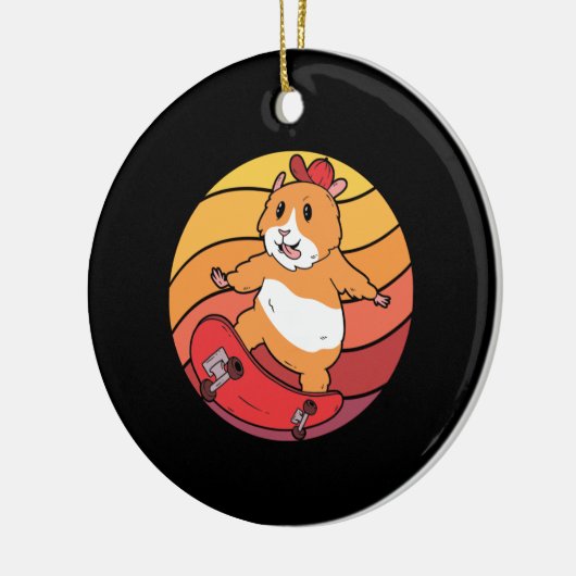 Hamster Skateboard Retro Keramisch Ornament (Links)