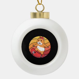 Hamster Skateboard Retro Keramische Bal Ornament