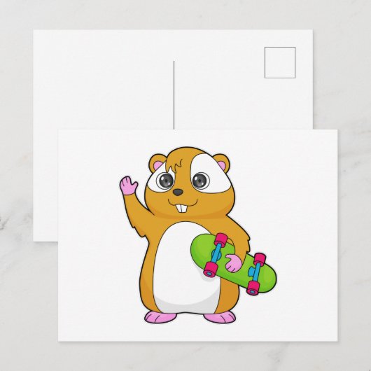 Hamster Skater Skateboard Briefkaart (Voorkant / Achterkant)
