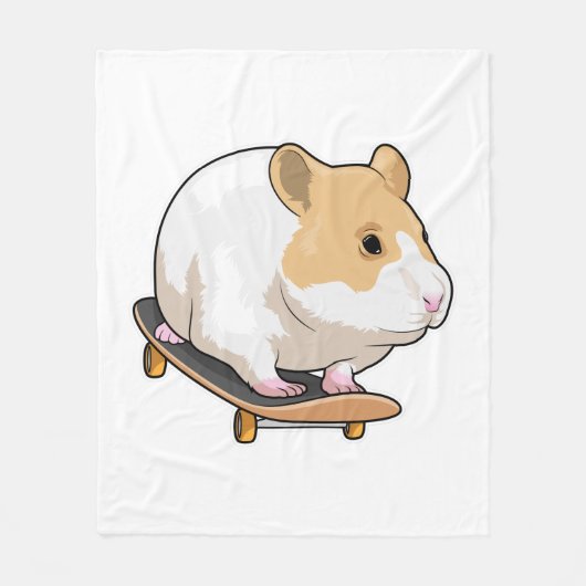 Hamster Skater Skateboard Fleece Deken (Voorkant)