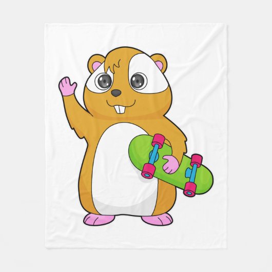 Hamster Skater Skateboard Fleece Deken (Voorkant)