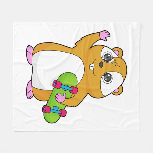 Hamster Skater Skateboard Fleece Deken (Voorkant (Horizontaal))