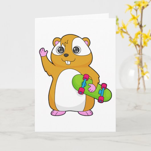 Hamster Skater Skateboard Kaart (Gele Bloem)