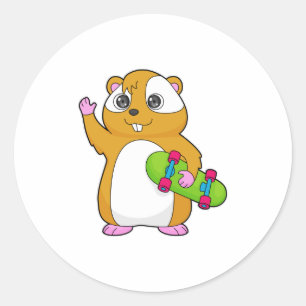 Hamster Skater Skateboard Ronde Sticker