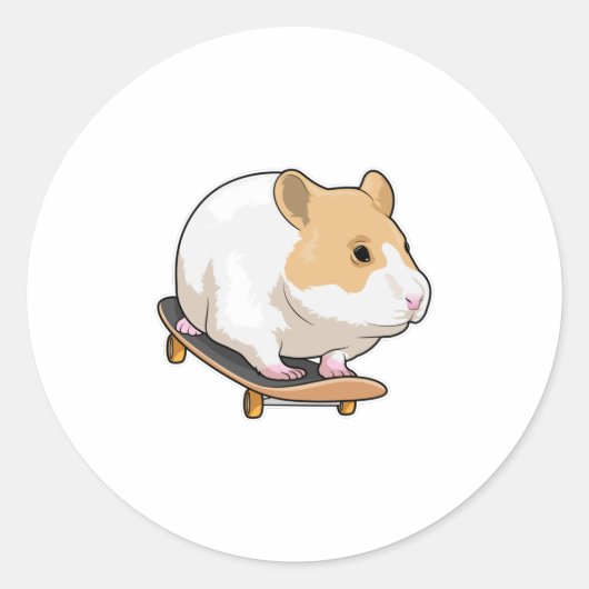 Hamster Skater Skateboard Ronde Sticker (Voorkant)