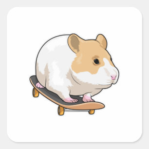 Hamster Skater Skateboard Vierkante Sticker