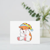 Hamster slaapt met slaapkop briefkaart (Staand voorkant)