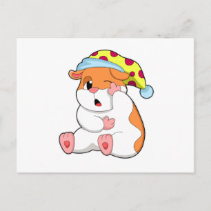 Hamster slaapt met slaapkop briefkaart