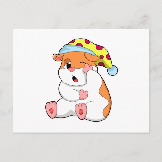 Hamster slaapt met slaapkop briefkaart (Voorkant)