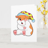 Hamster slaapt met slaapkopje kaart (Gele Bloem)