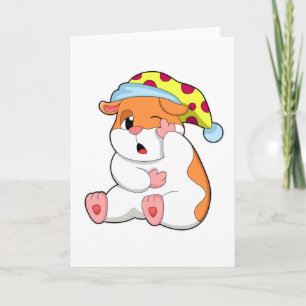 Hamster slaapt met slaapkopje kaart
