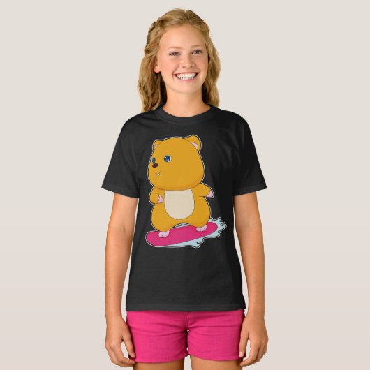Hamster Snowboard Wintersport T-shirt (Voorkant volledig)