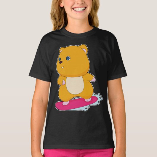 Hamster Snowboard Wintersport T-shirt (Voorkant)