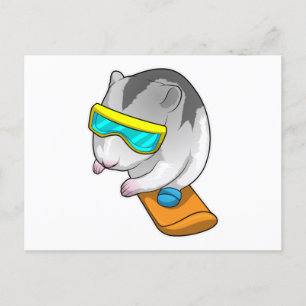 Hamster Snowboarder Snowboard Briefkaart