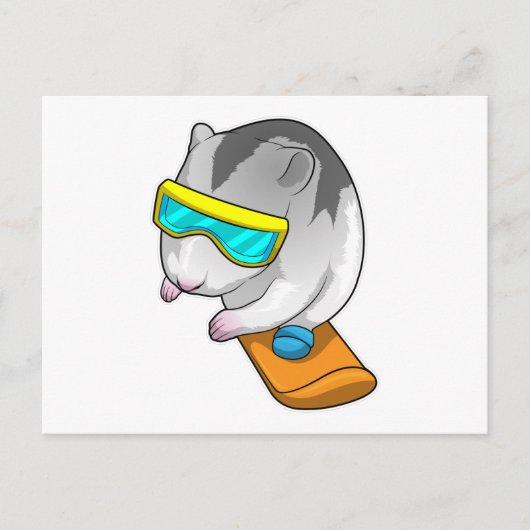 Hamster Snowboarder Snowboard Briefkaart (Voorkant)
