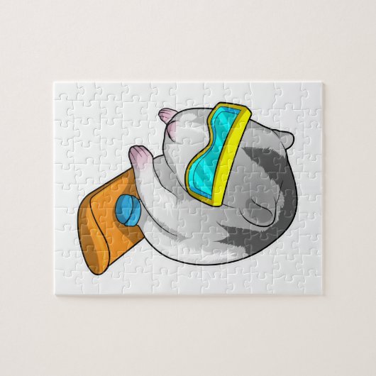 Hamster Snowboarder Snowboard Legpuzzel (Horizontaal)