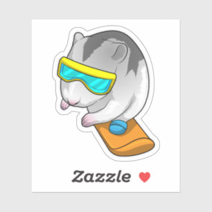 Hamster Snowboarder Snowboard Sticker