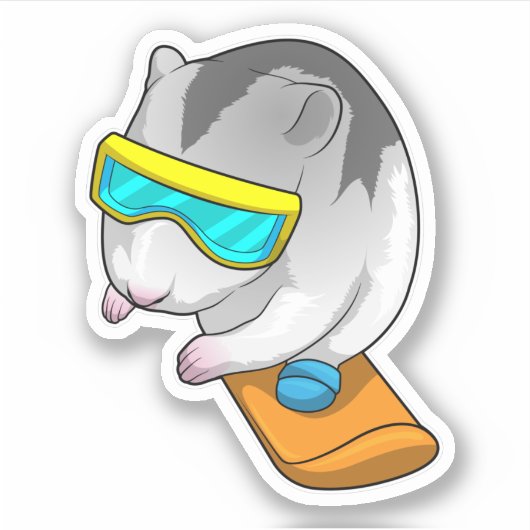 Hamster Snowboarder Snowboard Sticker (Voorkant)