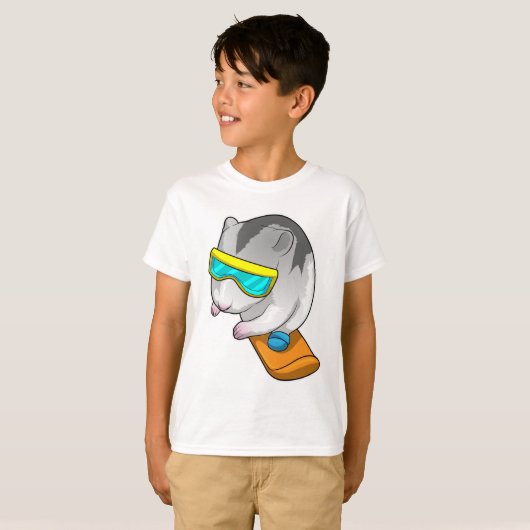 Hamster Snowboarder Snowboard T-shirt (Voorkant volledig)