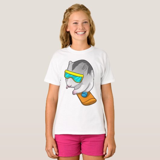 Hamster Snowboarder Snowboard T-shirt (Voorkant volledig)