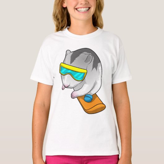 Hamster Snowboarder Snowboard T-shirt (Voorkant)