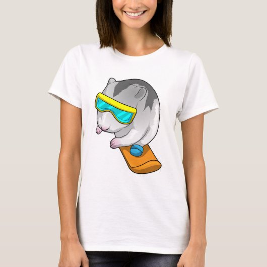 Hamster Snowboarder Snowboard T-shirt (Voorkant)