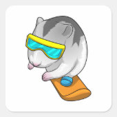 Hamster Snowboarder Snowboard Vierkante Sticker (Voorkant)