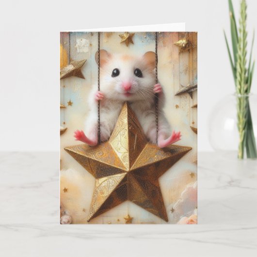 Hamster Swings op Golden Star Schattige Alle geleg Kaart (Voorkant)