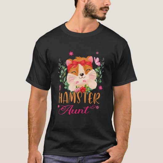 Hamster tante Cute Flowers Hamster Bow Stropdas Lo T-shirt (Voorkant)